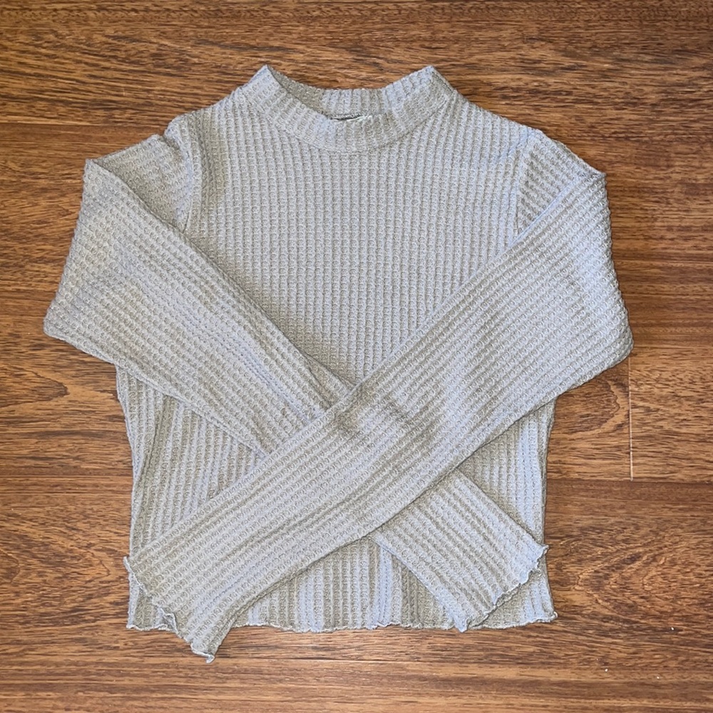 Brown Mockneck Crop Sweater
